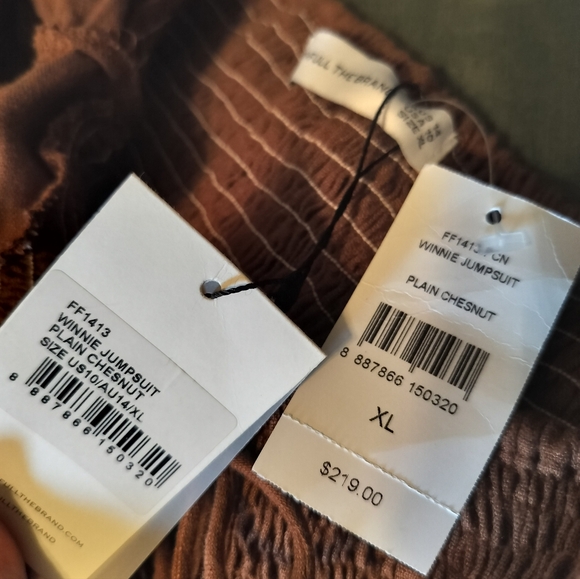 Faithful the Brand 100% Linen Smocked Coquette Princess Orange Jumpsuit NWT 10 - Picture 13 of 14